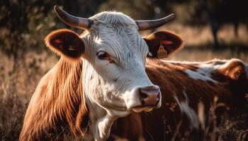 süß holstein Stier Weiden lassen im Grün Wiese generativ ai foto