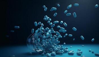 Blau Medizin fließend durch Mensch Zelle Illustration generativ ai foto