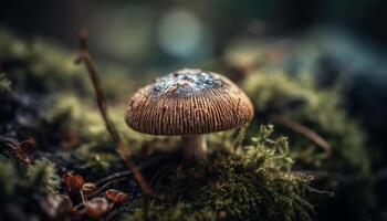 frisch fliegen Agaric Deckel, entdeckt Schönheit im Natur generiert durch ai foto