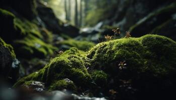 Grün Wald Wachstum, Schönheit im Natur Ruhe generiert durch ai foto