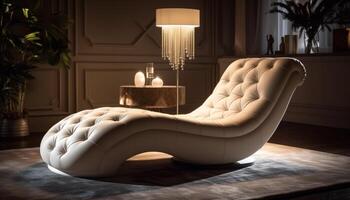 gemütlich modern Leben Zimmer mit elegant Dekor generiert durch ai foto