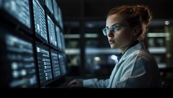 jung Erwachsene Programmierer mit Computer im Büro generiert durch ai foto