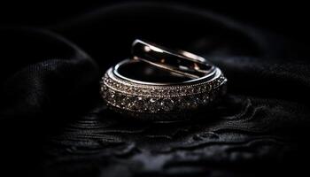 glänzend Gold Hochzeit Ring, Symbol von Liebe generiert durch ai foto