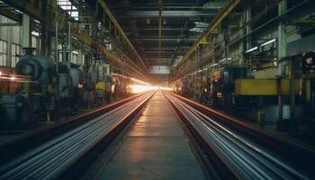 Metall Industrie Maschinen im ein modern Fabrik generiert durch ai foto