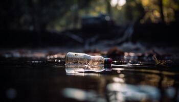 schmutzig Plastik Flasche verschmutzt Natur erfrischend Wasser generiert durch ai foto