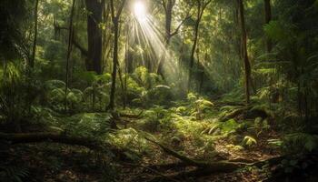 tropisch Regenwald ein mysteriös, überfüllt Wildnis Abenteuer generiert durch ai foto