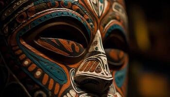 einheimisch Maske Dekoration, uralt Tradition und Spiritualität generiert durch ai foto
