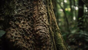 tropisch Regenwald uralt Baum Zweig, gefährdet Reptil generiert durch ai foto