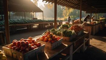 organisch Bauernhof Ernten gesund, frisch, reif produzieren generiert durch ai foto