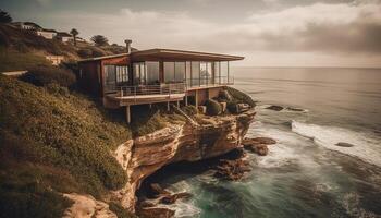 majestätisch Cliff, still Meereslandschaft, Fernbedienung Asturien Abenteuer generiert durch ai foto