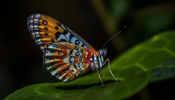 beschwingt Schmetterling Flügel im Fokus auf Blume generiert durch ai foto