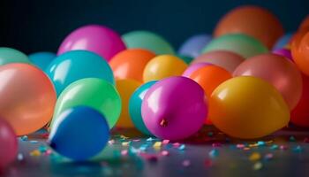 beschwingt Farben von Luftballons erstellen ein heiter Dekoration zum Feier generiert durch ai foto