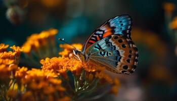 beschwingt Schmetterlinge bestäuben Gelb Blume im still Frühling draußen generiert durch ai foto