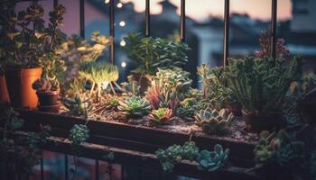 frisch Grün Pflanze Wachstum im Blume Topf, Schönheit im Natur generiert durch ai foto