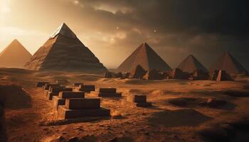 das majestätisch Pyramide Monument, ein berühmt uralt Grab von Pharaonen generiert durch ai foto