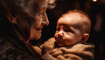 multi Generation Familie Umarmen draußen, Verbindung mit Liebe und Glück generiert durch ai foto