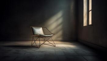 komfortabel Sessel sitzt im modern, leeren Leben Zimmer mit Blau Hintergrund generiert durch ai foto