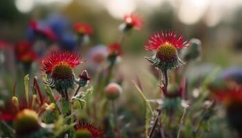 beschwingt Wildblume Blüte, ein Bestäuber Paradies im das Sommer- Wiese generiert durch ai foto