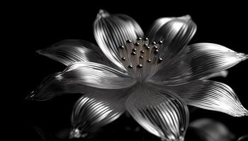 abstrakt Blumen- Muster im schwarz und Weiss, elegant und aufwendig generiert durch ai foto