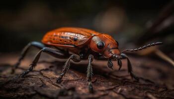 klein Rüsselkäfer kriechen auf Grün Blatt im Natur Umgebung generiert durch ai foto