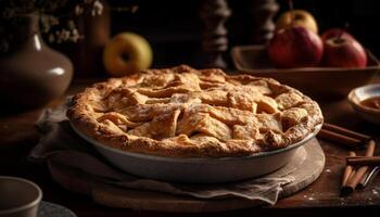 organisch Apfel Kuchen, ein Süss Genuss zum gesund Essen Enthusiasten generiert durch ai foto