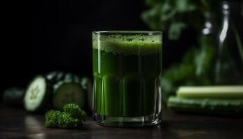 gesund Grün Smoothie mit organisch Gemüse und Antioxidans Reich Zutaten generiert durch ai foto
