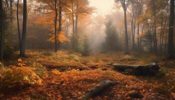 beschwingt Herbst Farben auf Baum Stämme im Wildnis Bereich generiert durch ai foto