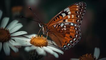 Schmetterling Flügel und Gänseblümchen Blütenblatt Vitrine natürlich Schönheit im Frühling generiert durch ai foto