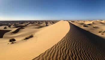 wellig Sand Dünen im trocken Afrika, majestätisch Schönheit im Natur generiert durch ai foto