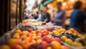 frisch Früchte und Gemüse zum gesund Essen beim das Supermarkt generiert durch ai foto
