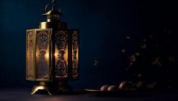 Ramadan Laterne Dekoration leuchtet Spiritualität im Arabisch Stil Feier generiert durch ai foto