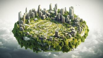 städtisch Horizont Wachstum Wolkenkratzer und Natur Treffen im Stadtbild Design generiert durch ai foto