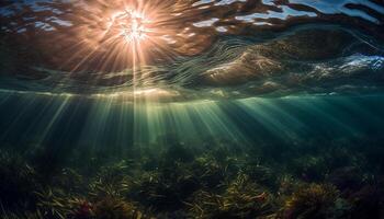 tief unter, bunt Meer Leben gedeiht im tropisch unter Wasser Paradies generiert durch ai foto