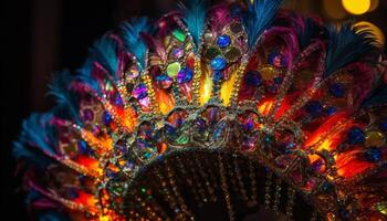 beschwingt Farben erleuchten das Nacht beim traditionell Winter Karneval Feier generiert durch ai foto