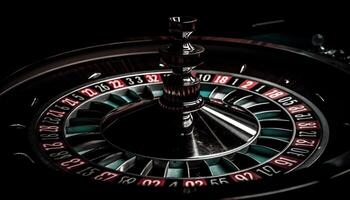 Grün Roulette Rad Spinnen, Chance zum Reichtum und Erfolg generiert durch ai foto