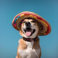 bezaubernd Hund mit Mexikaner Sombrero Hut. cinco de Mayo Mode. ai generiert foto