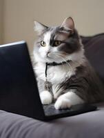 Porträt von bezaubernd Haustier Katze. Konzept von hart arbeitend Haustier. ai generiert Bild. foto
