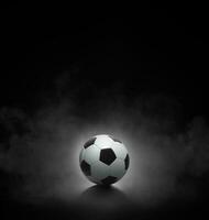 Fußball Ball mit auf schwarz Hintergrund mit Rauch foto