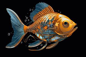 Gold Fisch Cyborg Illustration generativ ai foto