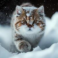 Schnee Katze Illustration ai generiert foto