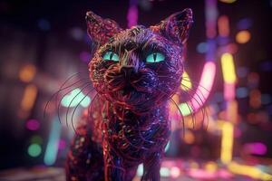 verrückt psychedelisch dänisch Pastell- Katze Charakter Illustration generativ ai foto