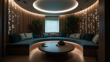 Luxus modern Schlafzimmer mit komfortabel Bett und elegant Dekor generiert durch ai foto