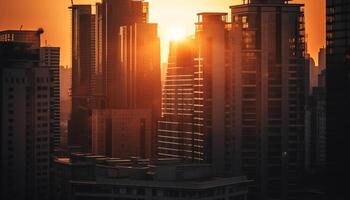 Peking futuristisch Horizont beleuchtet durch das Blau Dämmerung Sonnenlicht generiert durch ai foto