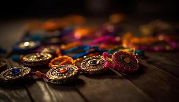 multi farbig Armbänder schmücken Männer im traditionell Hindu Hochzeit Zeremonie generiert durch ai foto