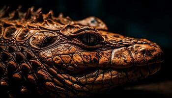 Tier Haut Muster, Reptil Skala, Krokodil Auge, gefährlich Tierwelt suchen generiert durch ai foto