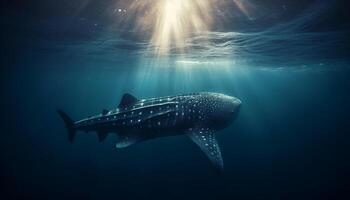 tief Meer Tauchen mit Manta Strahl, ein Schönheit im Natur generiert durch ai foto