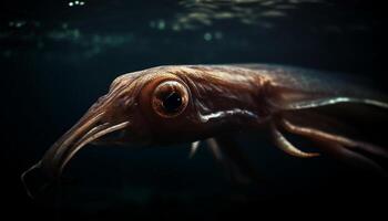 Scharf Fokus auf Salzwasser Fisch im natürlich unter Wasser Riff Schönheit generiert durch ai foto