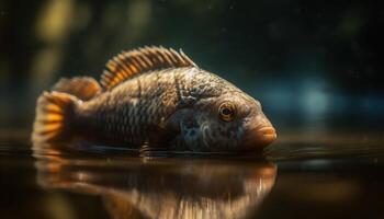 bunt Fisch schwimmen im frisches Wasser Teich, präsentieren natürlich Schönheit generiert durch ai foto