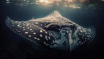 majestätisch gefährdet Manta Strahl entdeckt Tauchen in tropisch Wasser generiert durch ai foto