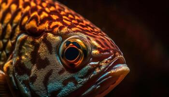 multi farbig Fisch im schließen oben unter Wasser Porträt, Schönheit im Natur generiert durch ai foto